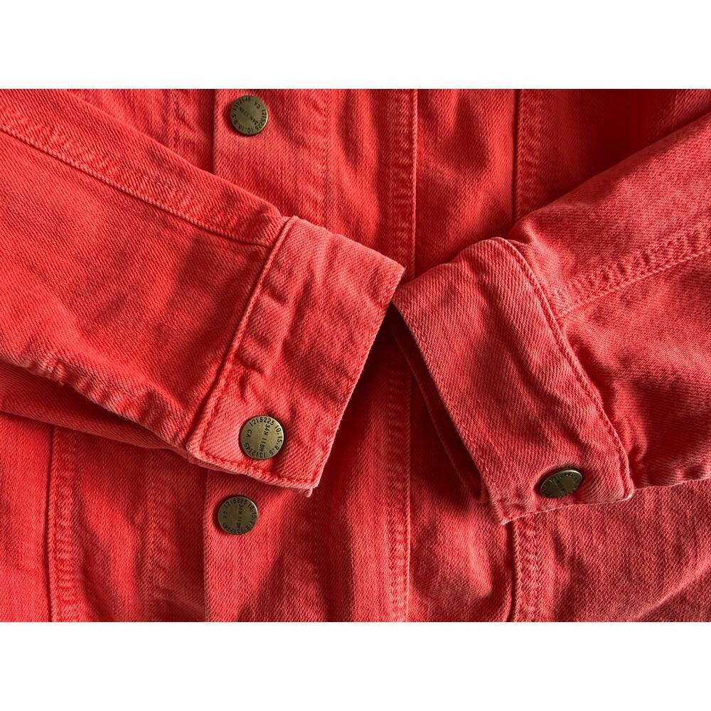 Current Elliot The Mechanic Jacket Fire Red Size 1 Small Button Up Denim Cotton - Picture 6 of 8